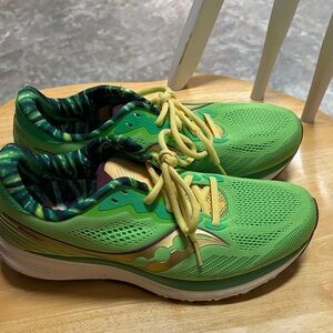 Green and Yellow Saucony Athletic Shoes.  Barely worn.